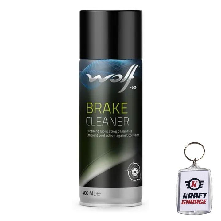 Set Spray Curatare Frane si Ambreiaj, Wolf Brake Cleaner, 400 ml, Breloc KraftGarage