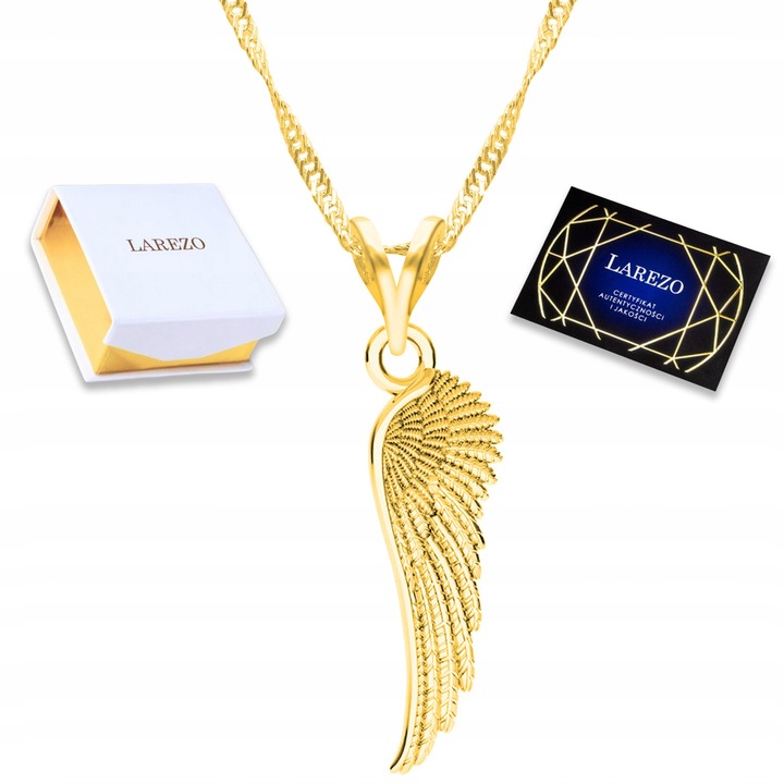 Colier Larezo, model Aripa, argint 925, placat cu aur 585, lungime 47cm + 3cm, cutie si certificat de autenticitate