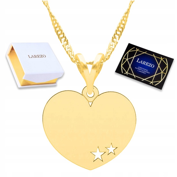 Colier Larezo, Aur 585, Argint 925, 42cm + 3cm, Design in forma de inima