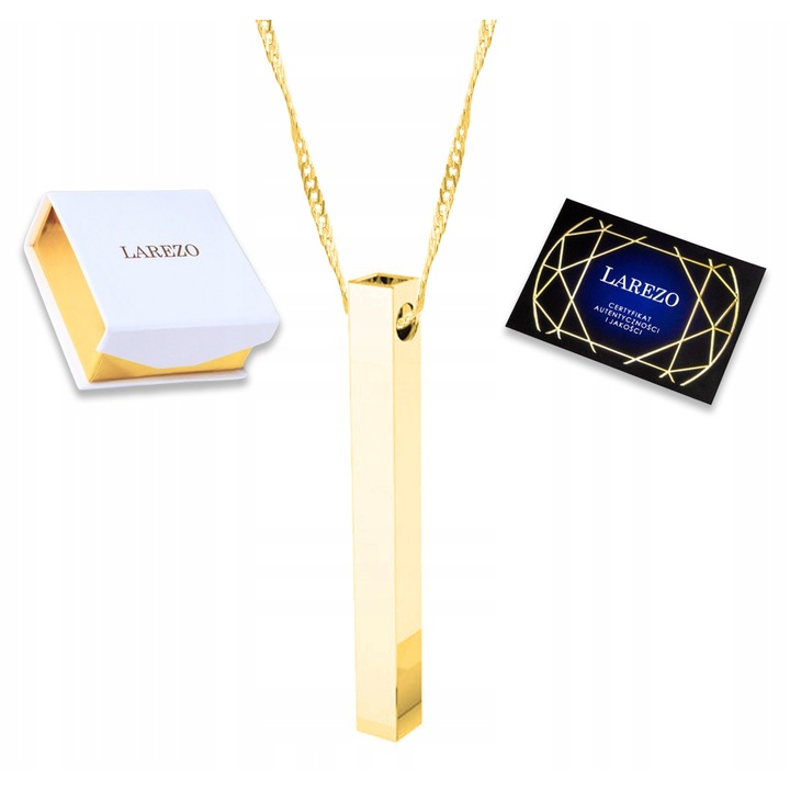 Colier Larezo, geometric, argint 925, placat cu aur 585, 42cm + 3cm, 32mm