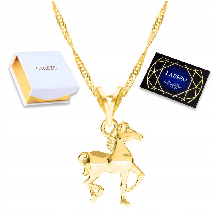 Colier Larezo, argint 925, placat cu aur 585, lungime 52cm + 3cm, set complet cu cutie si certificat de autenticitate