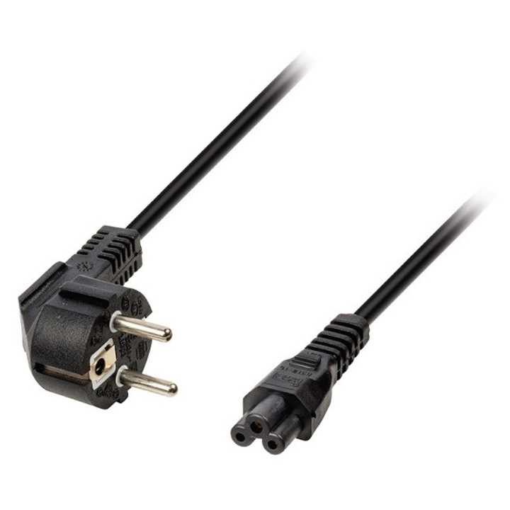 Cablu alimentare notebook/laptop 1.2m 10A Schuko tata 90 la IEC320-C5 mama negru H03VV-F3G 0.75mm2 conductor aluminiu cuprat