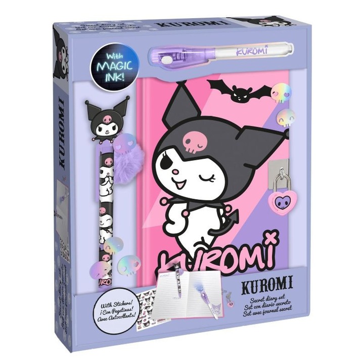 Комплект дневник с магически химикал Kuromi, 25.5 x 20.5 см