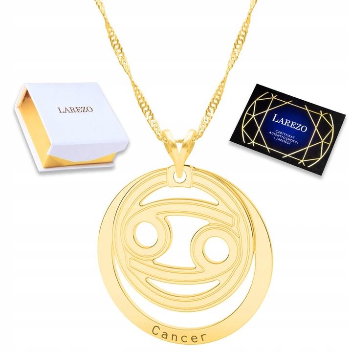 Colier Zodiac Larezo, Argint 925, Placat cu Aur 585, 42cm + 3cm, 22mm