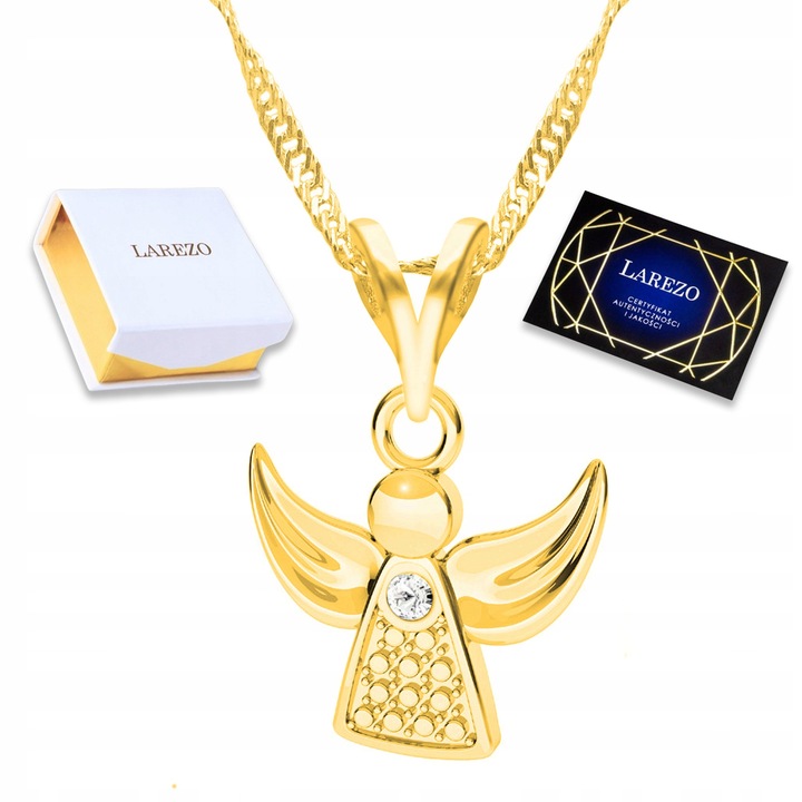 Colier Larezo, Argint 925, Aur 585, 42cm + 3cm, Zirconiu