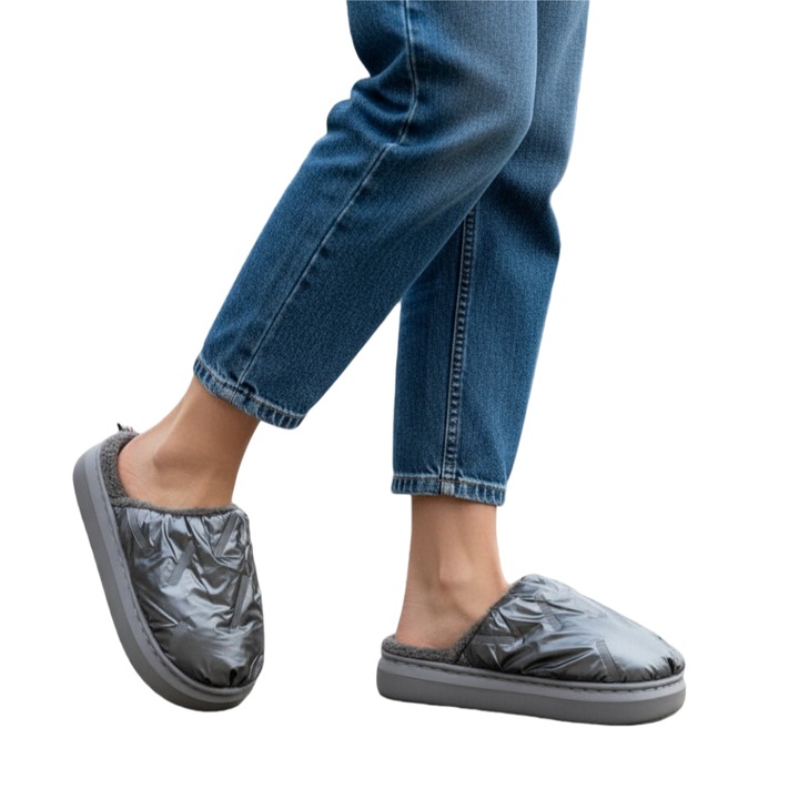 Papuci de casa pufosi L673gri 122144, Gri, 36-37