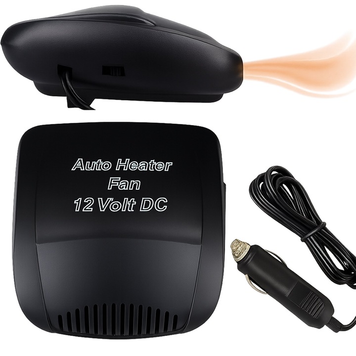 Termoventilátor autóba PrzydaSie, 150W, fekete, 14x15x5cm, 2 funkció: fűtés és szellőzés