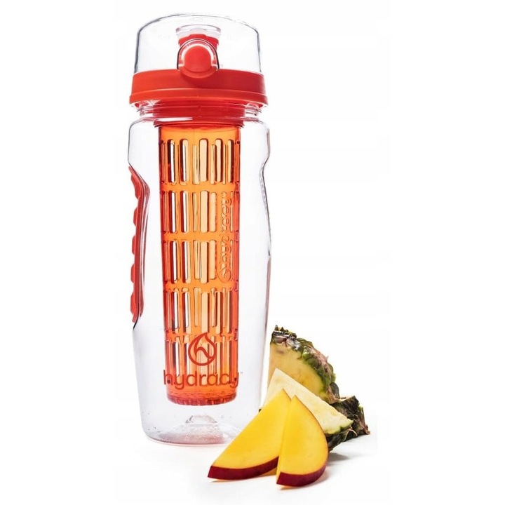 Спортна бутилка за вода Hydracy 900 мл с инфузер за плодове, оранжева