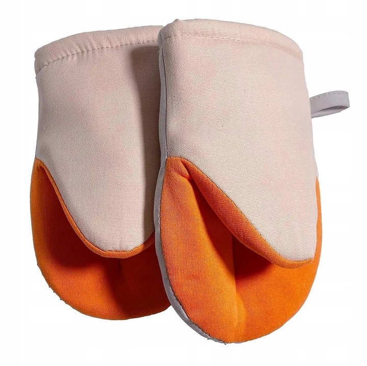 Konyhai kesztyűk, 2 db-os szett, újrahasznosított pamut, 232°C-ig hőálló, narancssárga, szürke, lazac, univerzális méret