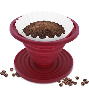 Filtru cafea pliabil silicon portabil 11.5x7.8x1.6cm, reutilizabil, compact