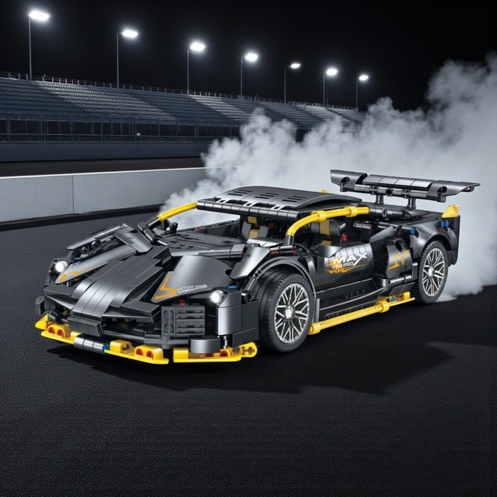 Set Constructie Masina cu Radiocomanda Lamborghini Sian DB0092, Vision XXI, 1229 piese, Propulsie Electrica, 1:14, Negru/Galben