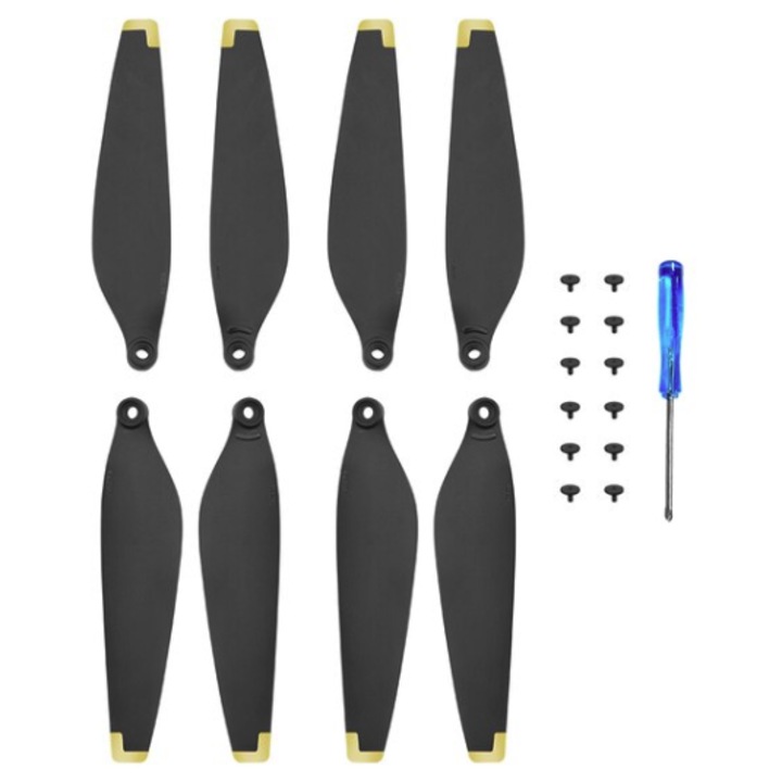 Set 4 elice pentru drona DJI Mini 3 Pro / 4 Pro, BRDRC, aurie, 30% fibra de carbon, 30% fibra de sticla, 40% plastic