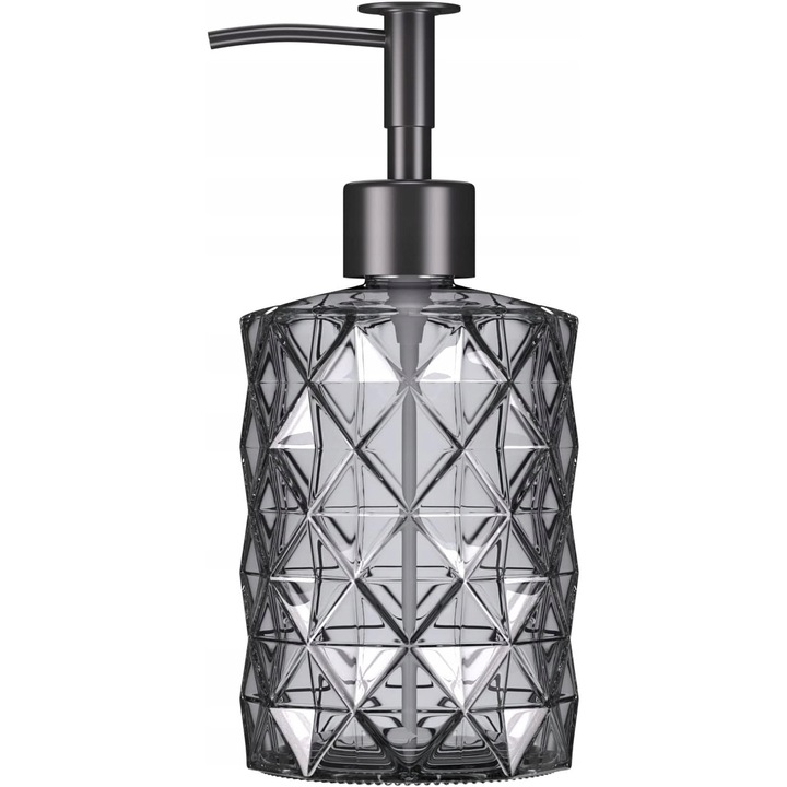 Üveg szappanadagoló, 330ml, matt fekete, modern design, univerzális használat