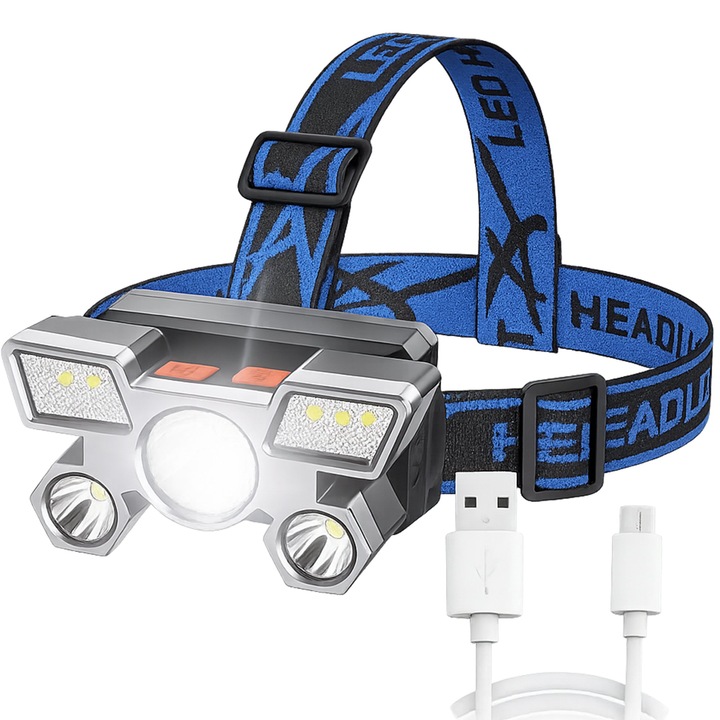 Челен фенер, PrzydaSie, 9 LED, черен, 8,8x4,8x6см, с USB зареждане, пълен комплект