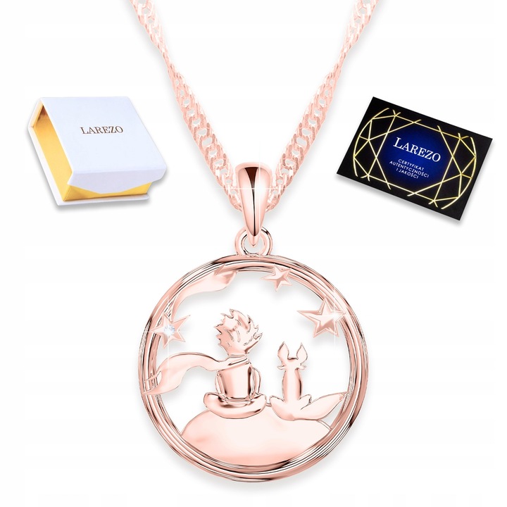 Colier Larezo, Micul Print, argint 925 cu aur roz, 42cm, zirconii