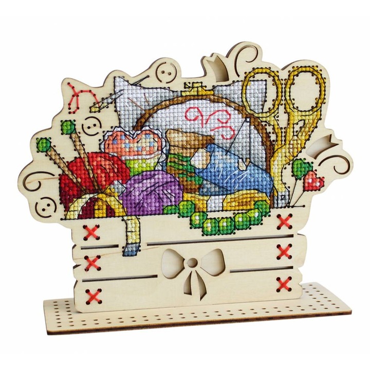 Комплект за бродиране върху дървена основа MP Studia "Кътчето на занаятчиите" 17x14 см