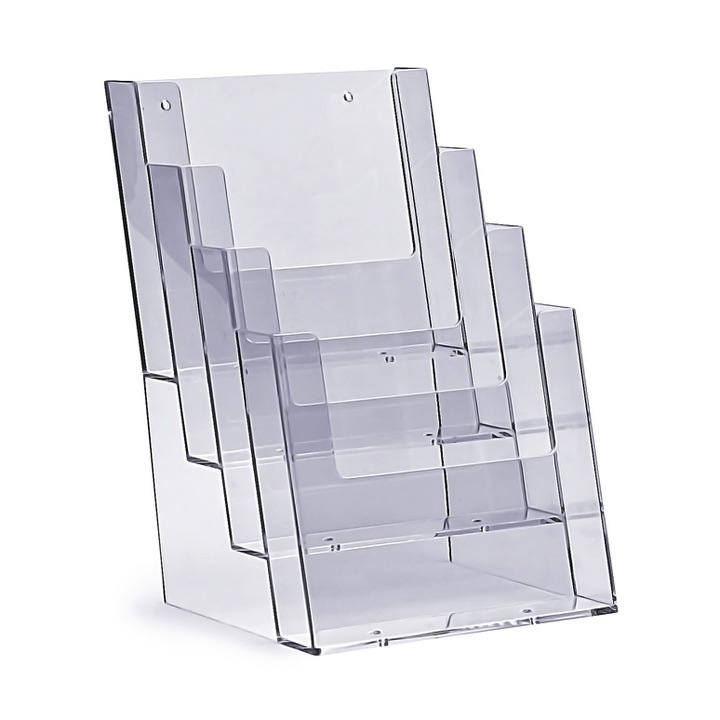 Suport de birou 4xA5, Taymar, acrilic transparent, dimensiuni 166x256x155mm, design minimalist