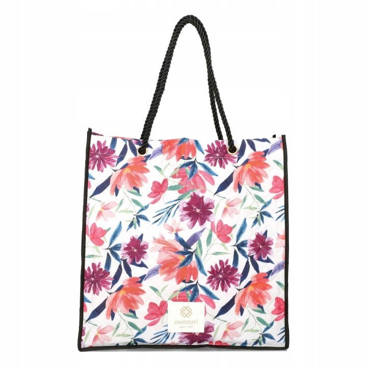 Monnari A4 női táska, fehér, virágmintás, mérete 42x41,5x13,5cm, 1 rekeszes