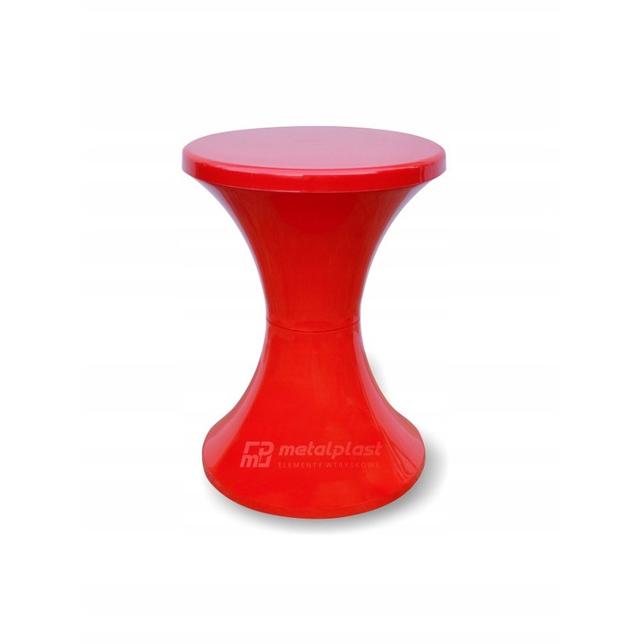 Homokóra alakú műanyag ülőke, piros, 42 cm magas, 30,5 cm átmérőjű, 1 db-os készlet.