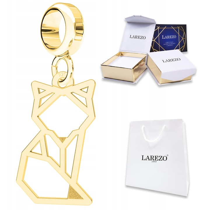 Larezo karkötő medál, macska, 925-ös ezüst, 585-ös arany, 27x17mm, teljes készlet dobozzal és eredetiségi tanúsítvánnyal