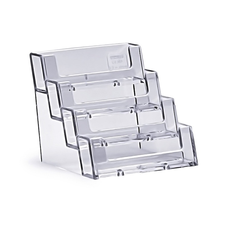 Suport documente Taymar, 4 niveluri, transparent, 10x9x10cm