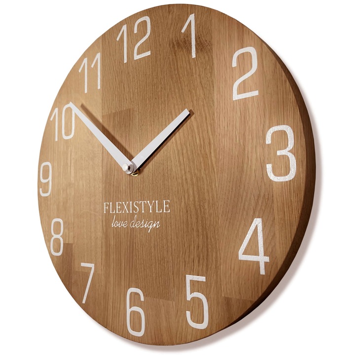 FLEXISTYLE Natur falióra 30cm, fehér, nagyon csendes mechanizmussal, AA elemmel