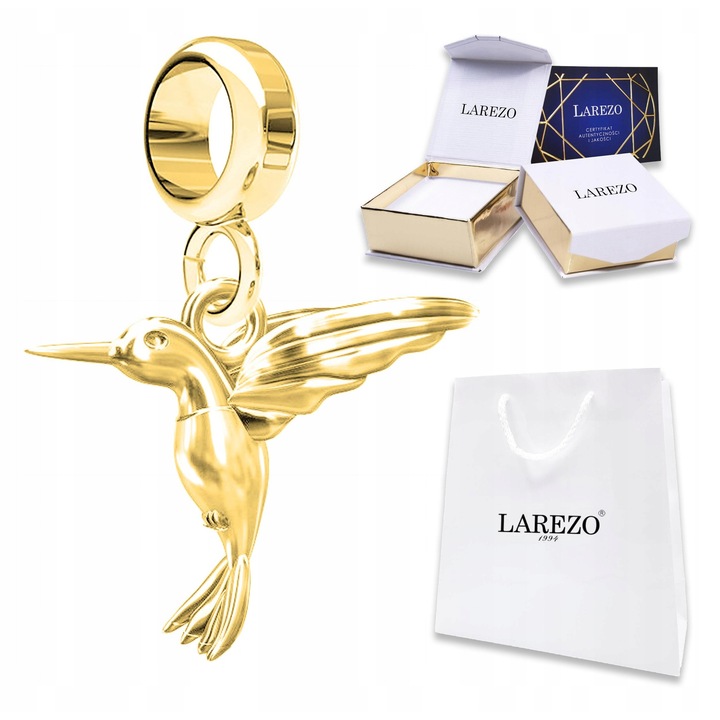 Pandantiv Larezo, model colibri, argint 925, placat cu aur 585, 24,5mm, set complet cu cutie si certificat de autenticitate