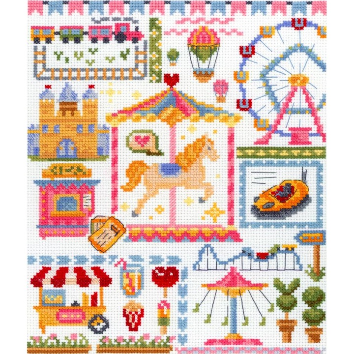 Комплект за бродиране с кръстат бод MP Studia "Семплер. Увеселителен парк" 16x20см/6.3x7.87"