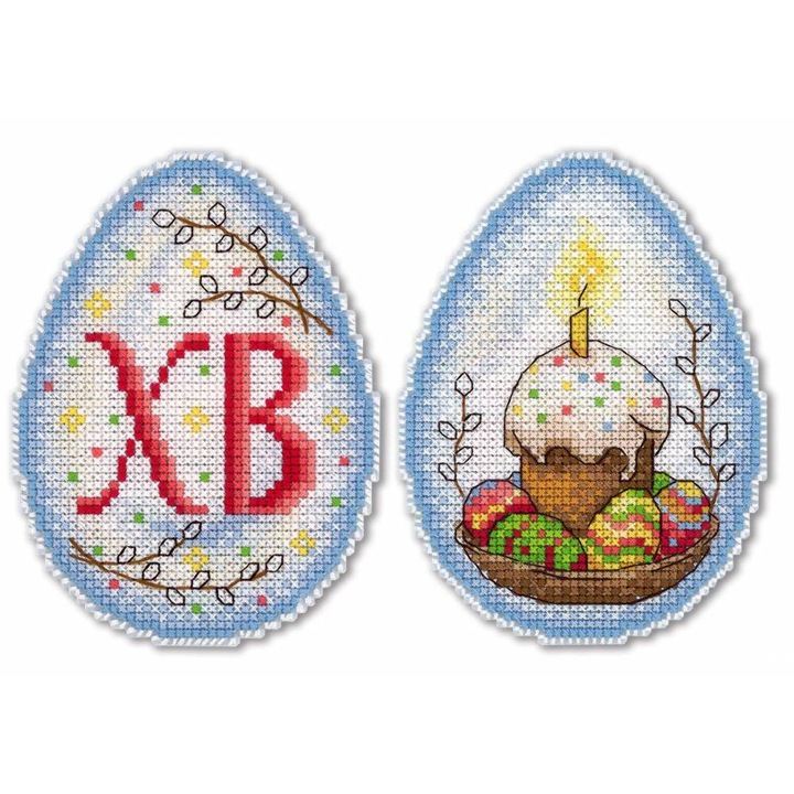 Комплект за бродиране върху пластмасова канва MP Studia "Великденско настроение" 8x11 см