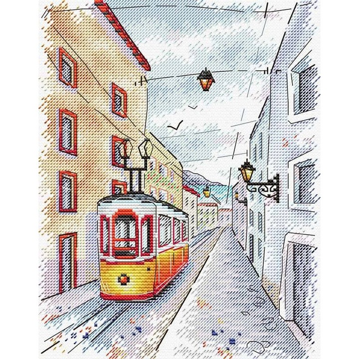 Комплект за бродерия с кръстат бод MP Studia "Южна улица" 18x22 см