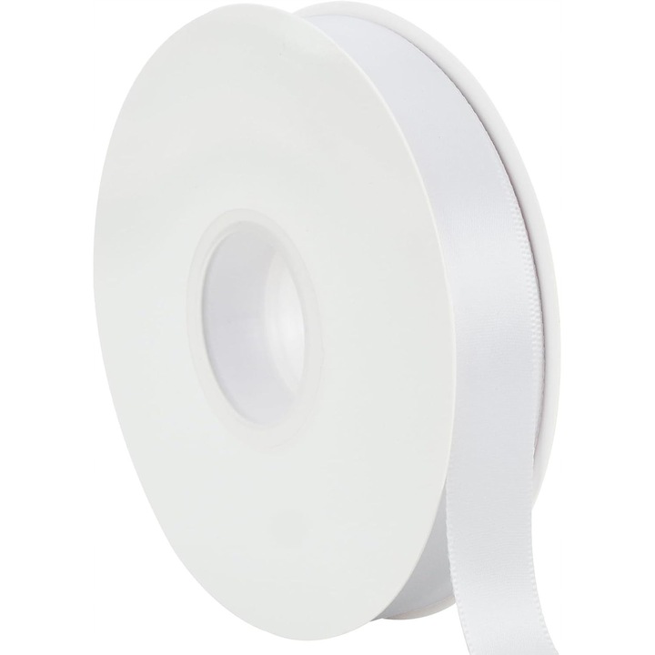 Rola de panglica satinata alba 2x450 cm pentru cadouri, utilizare versatila, 100% poliester