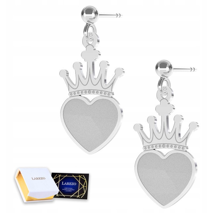 Cercei Larezo, argint 925, motiv inima, inaltime 20mm, set complet cu cutie si certificat de autenticitate