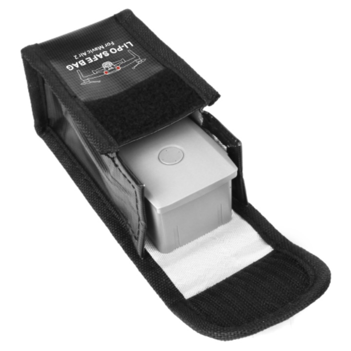 Husa ignifuga sigura, Sunnylife, pentru 1 Baterie Sunnylife DJI Mavic Air 2 / 2S, Rezistent la Temperatura Inalta, cu Velcro