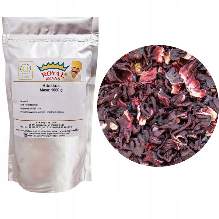 Ceai de hibiscus 1kg, Royal Brand, aromă zmeură, floare uscată, utilizare infuzie