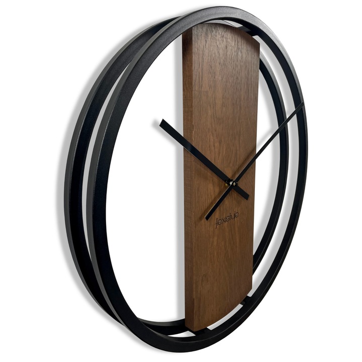 Dekoratív falióra, LOFT OVAL, 50cm, fém, barna, AA elemmel