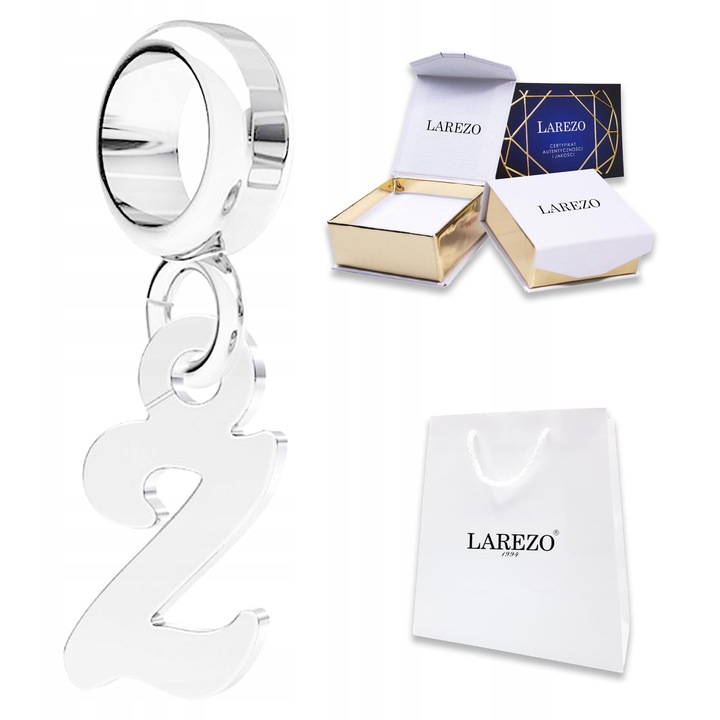 Pandantiv Litera Z din argint 925, set complet cu cutie de bijuterii, certificat de autenticitate, 20x10mm