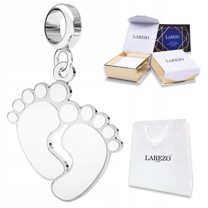 Pandantiv de bratara din argint 925, Larezo, design elegant, set complet, 31x21mm, alb-auriu