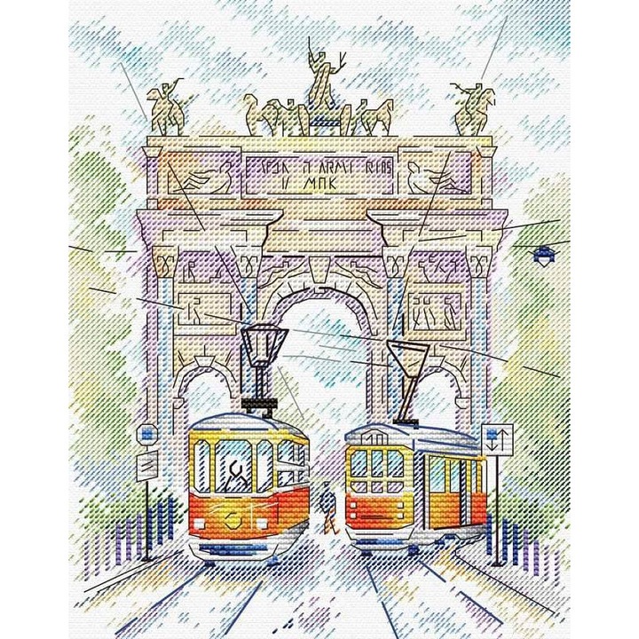 Комплект за бродиране с кръстат бод MP Studia "Триумфална арка" 18x22 см