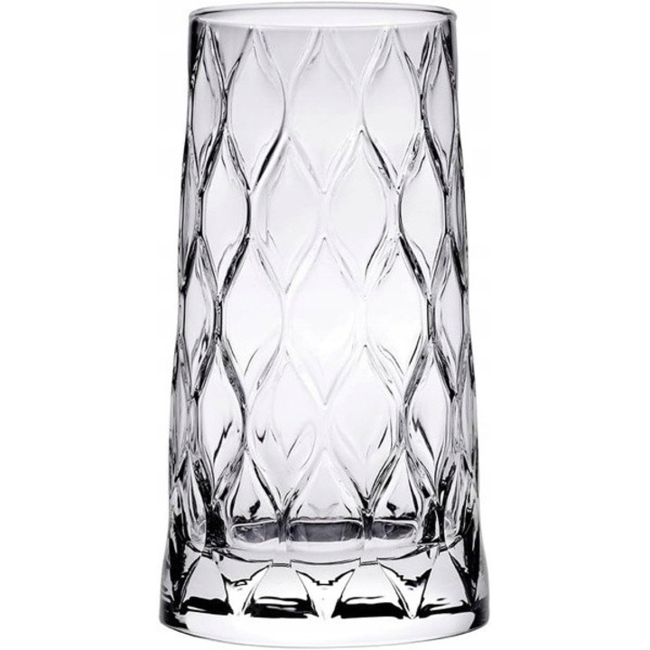 Set 3 pahare Ecarla, ryflowate, 475ml, transparent