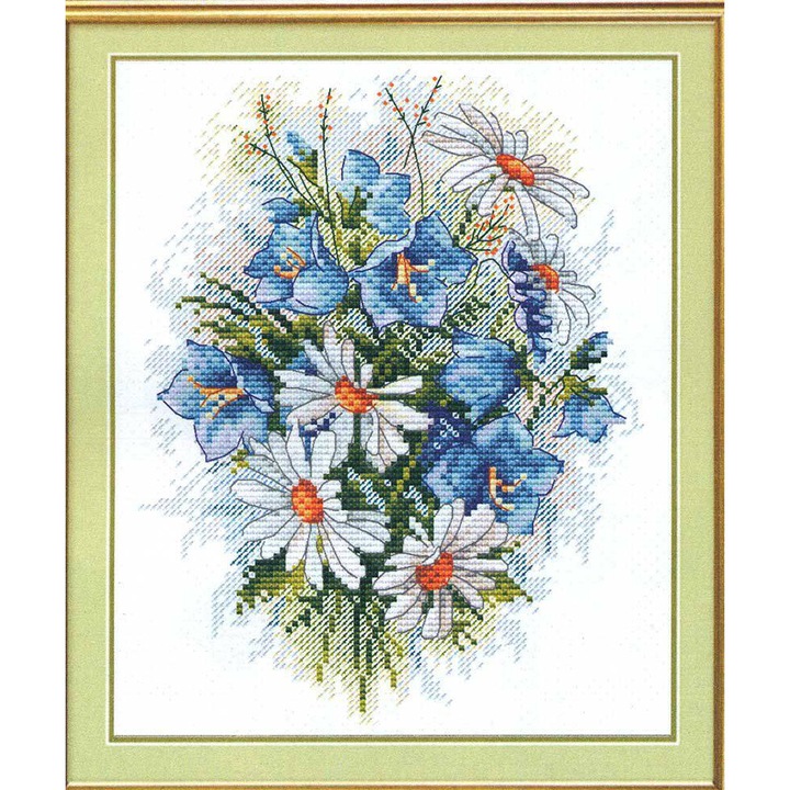 Комплект за бродиране с кръстат бод MP Studia "Полски цветя" 15x18 см