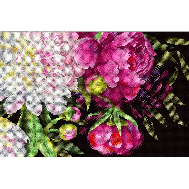 Комплект за бродерия с кръстат бод MP Studia "Кралски божури" 27x18 см