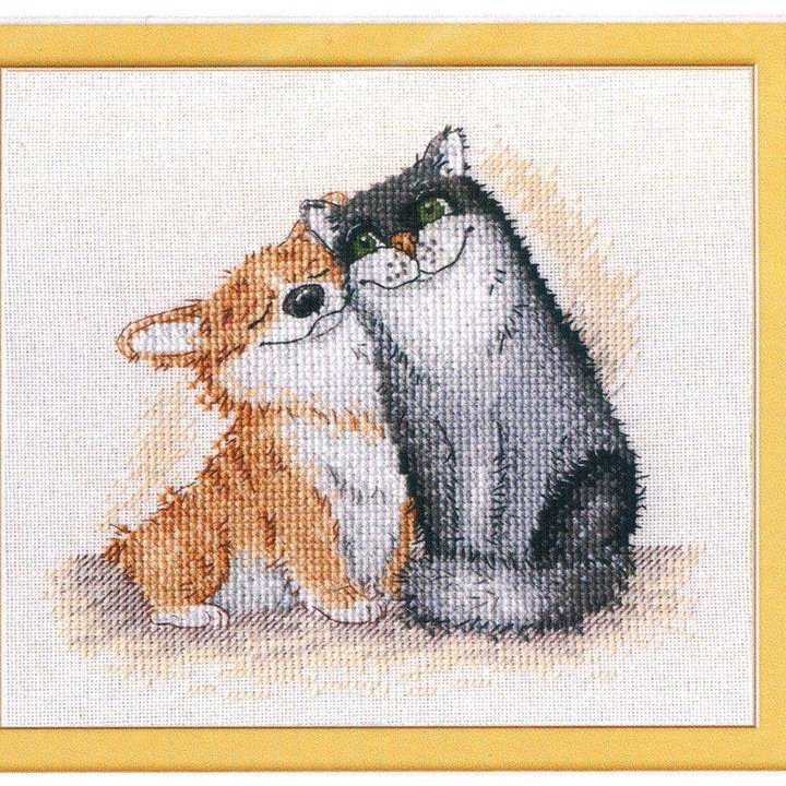 Комплект за бродиране с кръстат бод MP Studia "Ние сме заедно" 17x15 см