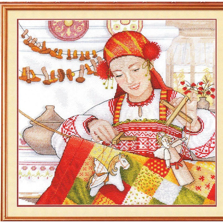 Комплект за бродиране с кръстат бод MP Studia "Есенна красота" 25x25 см