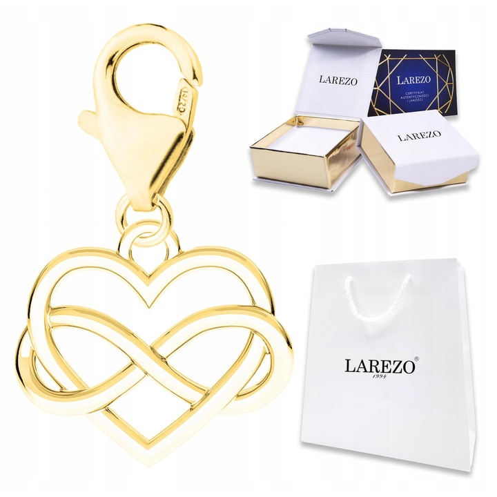 Pandantiv inima din argint 925 cu aur 585, 23mm, set complet cu cutie si certificat, Larezo
