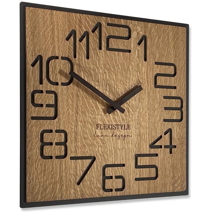 FLEXISTYLE DIGITS falióra, tölgy, 40cm, minimalista design, csendes mechanizmus