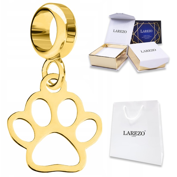 Pandantiv Larezo, labuta caine/pisica, argint 925, aur 585, 18,5x9mm, set complet cu cutie si certificat