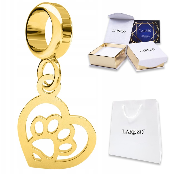 Pandantiv Larezo, pisica/caine, argint 925, aur 585, 19x9mm, set complet cu certificat si cutie de bijuterii