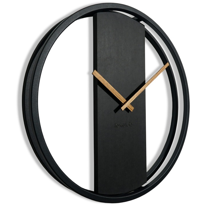 Ceas decorativ LOFT OVAL, 50cm, metal, negru, cu mecanism silentios