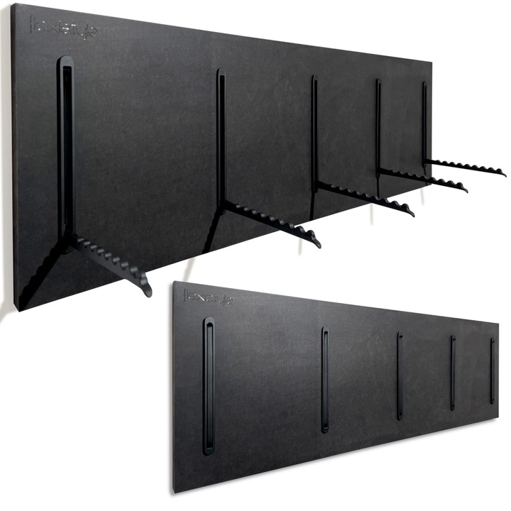 Cuiere din MDF, FLEXISTYLE, 25x80cm, culoare neagra, cu carlige inovatoare