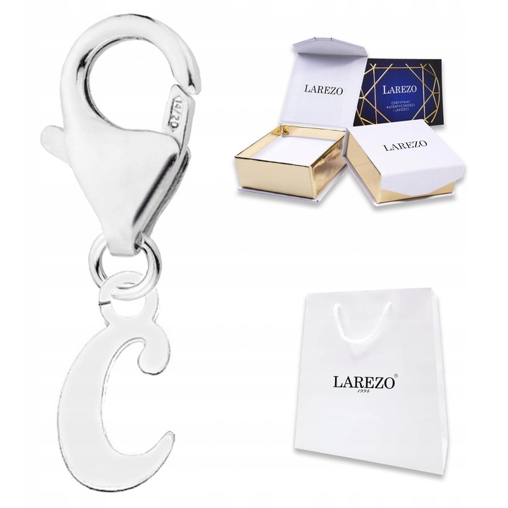 Pandantiv Litera C, Larezo, argint 925, 20x10mm, set cu certificat de autenticitate si cutie de bijuterii